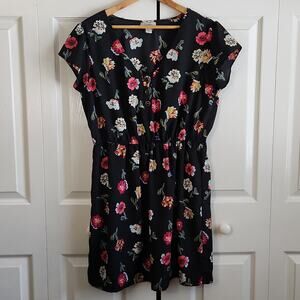 Tucker For Target Womens Black Floral Knee Length Dress Size XL Girlhood Elastic